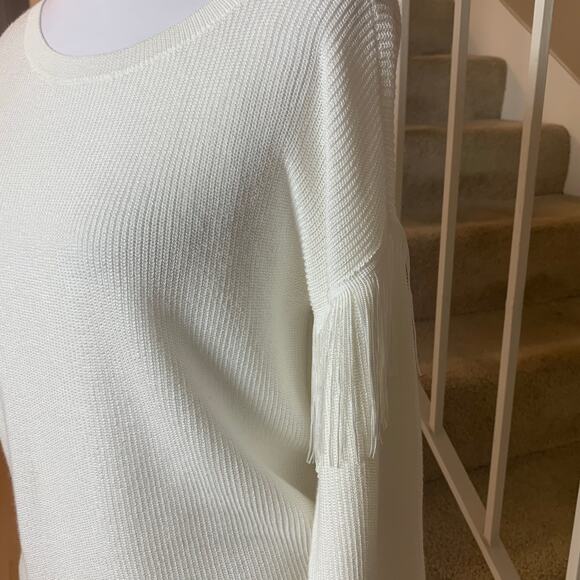 INC International Concepts Fringe Dolman Knit Sweater Off White Size XS Holiday - Picture 5 of 10